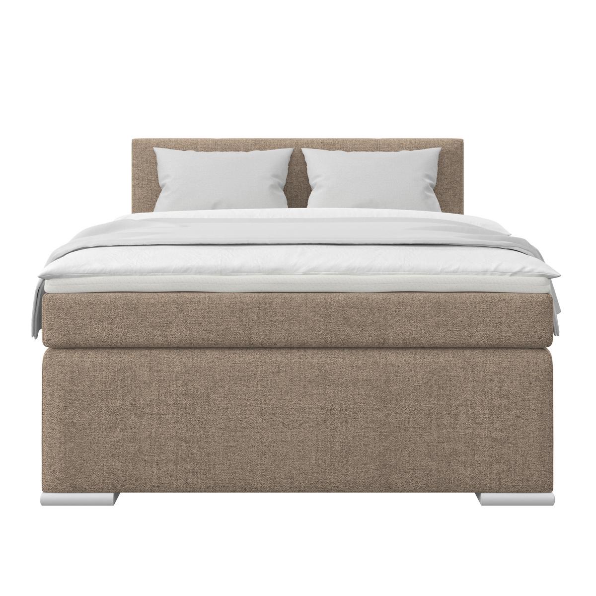 Boxspringbett Mira Cappuccino, Lf:120x200cm - Silberfarben/Grau, KONVENTIONELL, Holz/Textil (120/200cm)