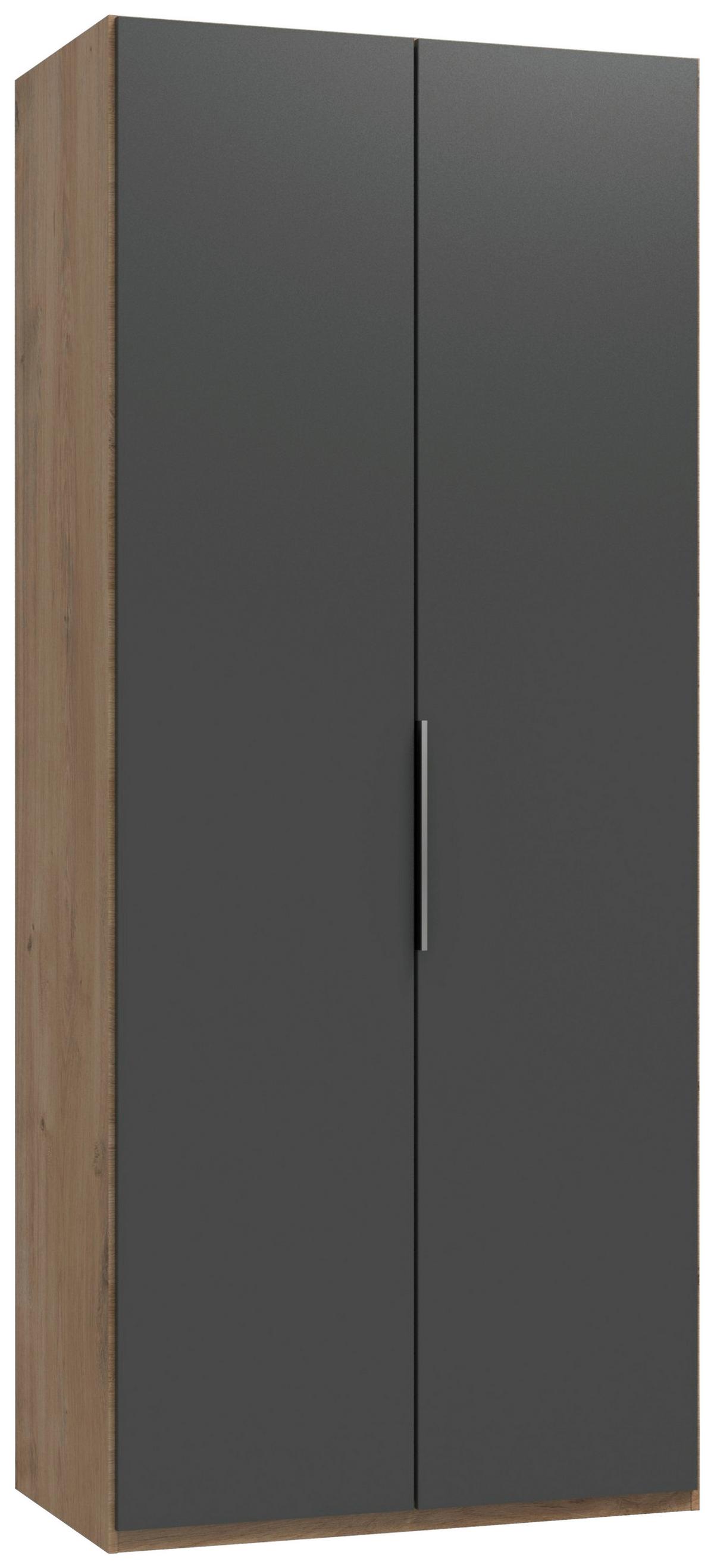 Drehtürenschrank Mit Schubladen 100cm Level - Eichefarben/Graphitfarben, MODERN, Holzwerkstoff (100/236/58cm) - MID.YOU