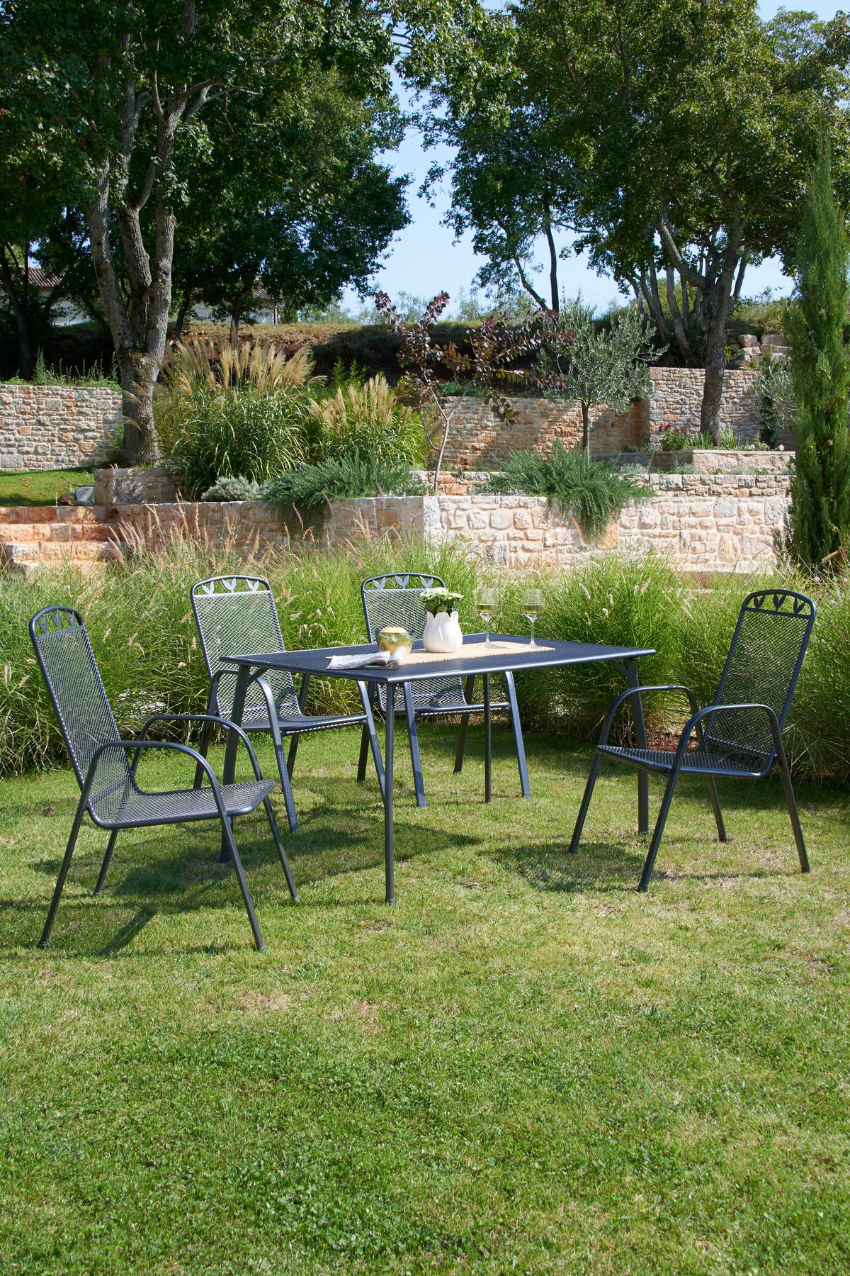 Gartentisch höhenverstellbar Toulouse, Stahl L 140 cm - Anthrazit/Schwarz, MODERN, Kunststoff/Metall (140/74/90cm) - Luca Bessoni