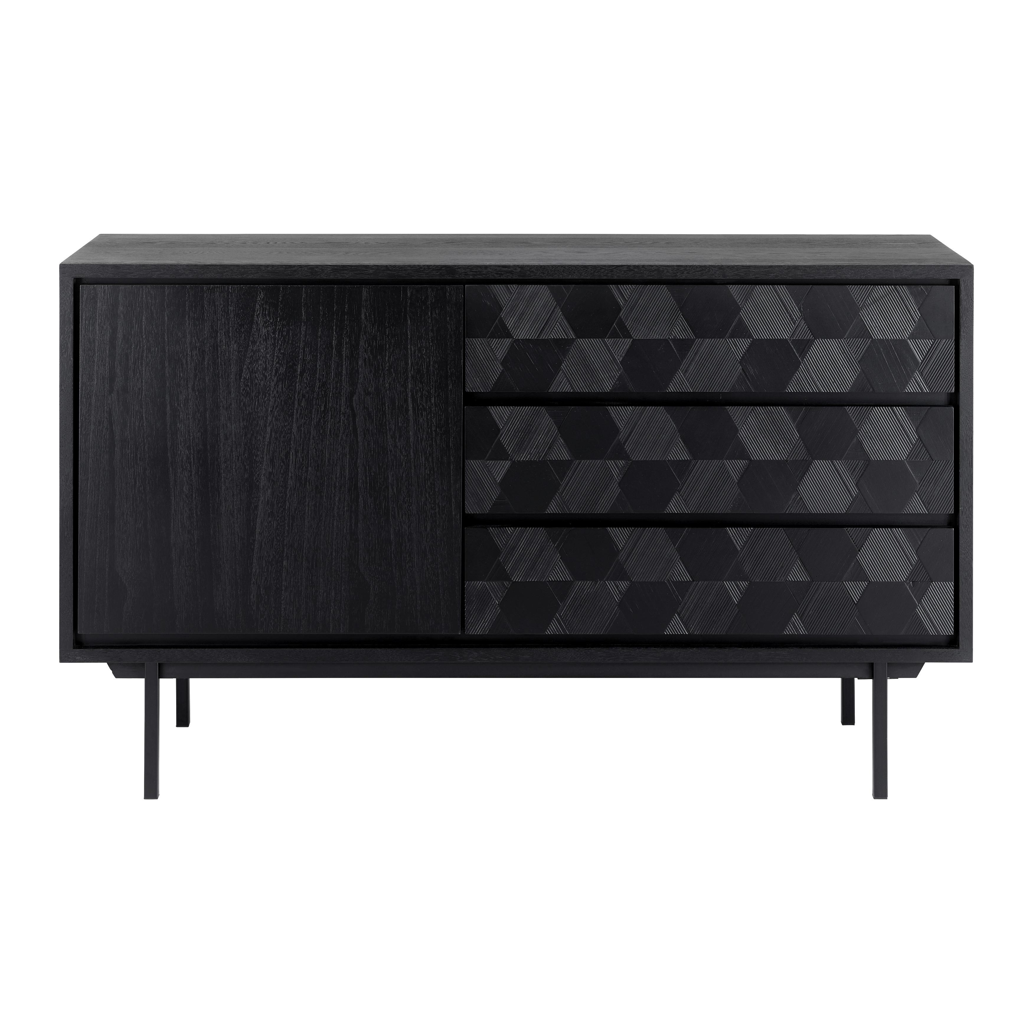 Příborník Roma Černý - černá, Moderní, kov/dřevo (131,5/77/42cm) - Bessagi Home
