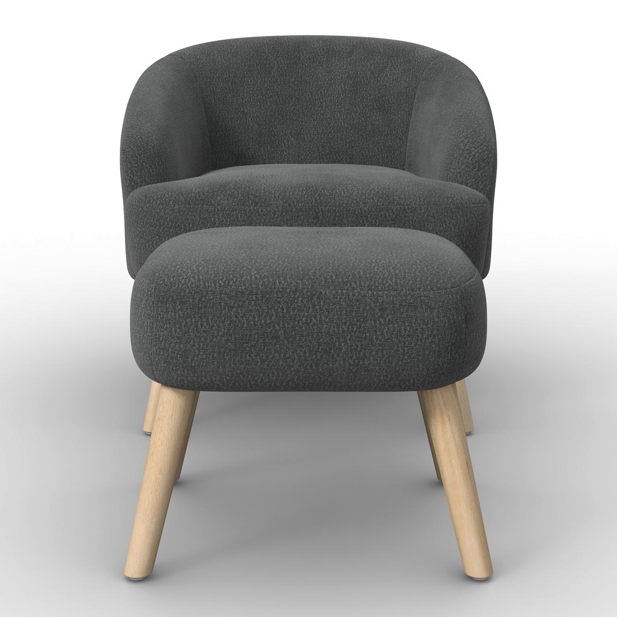 Relaxační křeslo SONJA, černá žinylka, max.140 kg - černá/přírodní barvy, Moderní, dřevo/textil (71/69/68cm) - Bessagi Home