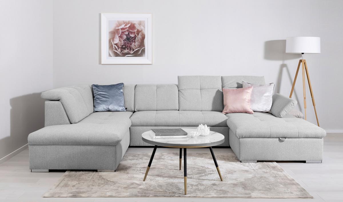 Wohnlandschaft Ramzes Hellgrau U: 215x328x173 cm - Hellgrau/Grau, Design, Textil (215/328/173cm) - MID.YOU