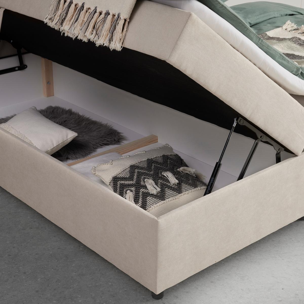 Postel boxspring s toperem, 180x200 cm, béžová - černá/béžová, Moderní, kov/dřevo (180/200cm) - Bessagi Home