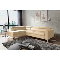 Ecksofa Mondo, Beige S: 208x286 Cm - Chromfarben/Beige, Design, Leder/Textil (208/286cm) - Livetastic