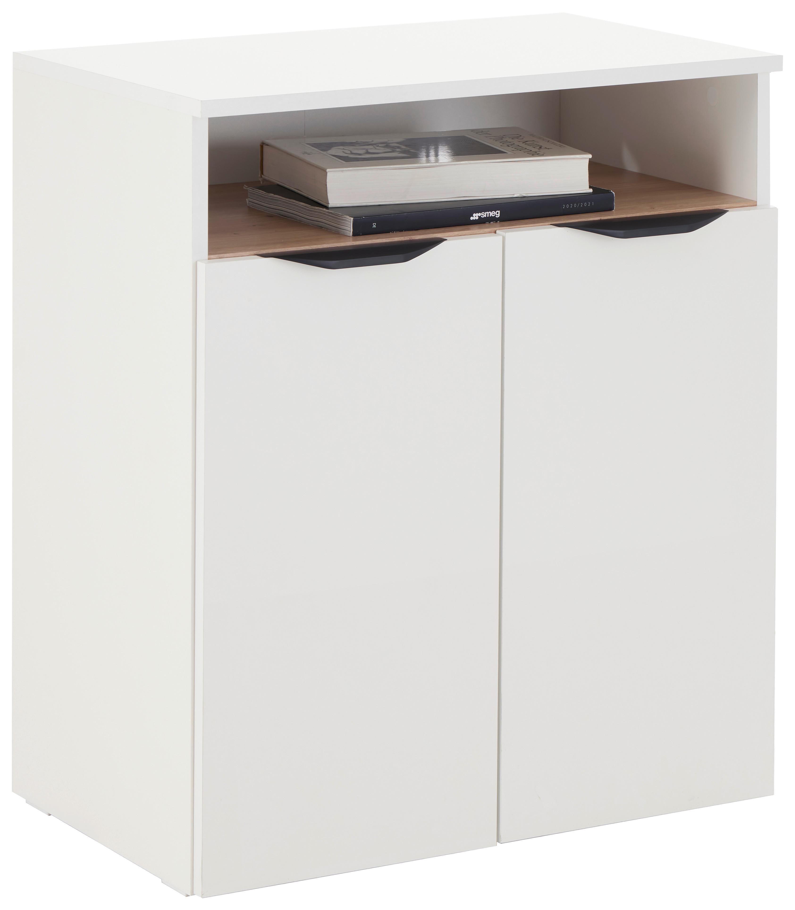 Aktenschrank Carlos 2-Türig Weiß, B: 64,5 cm - Weiß/Eiche Artisan, Trend, Holzwerkstoff (64,5/74,2/40cm)