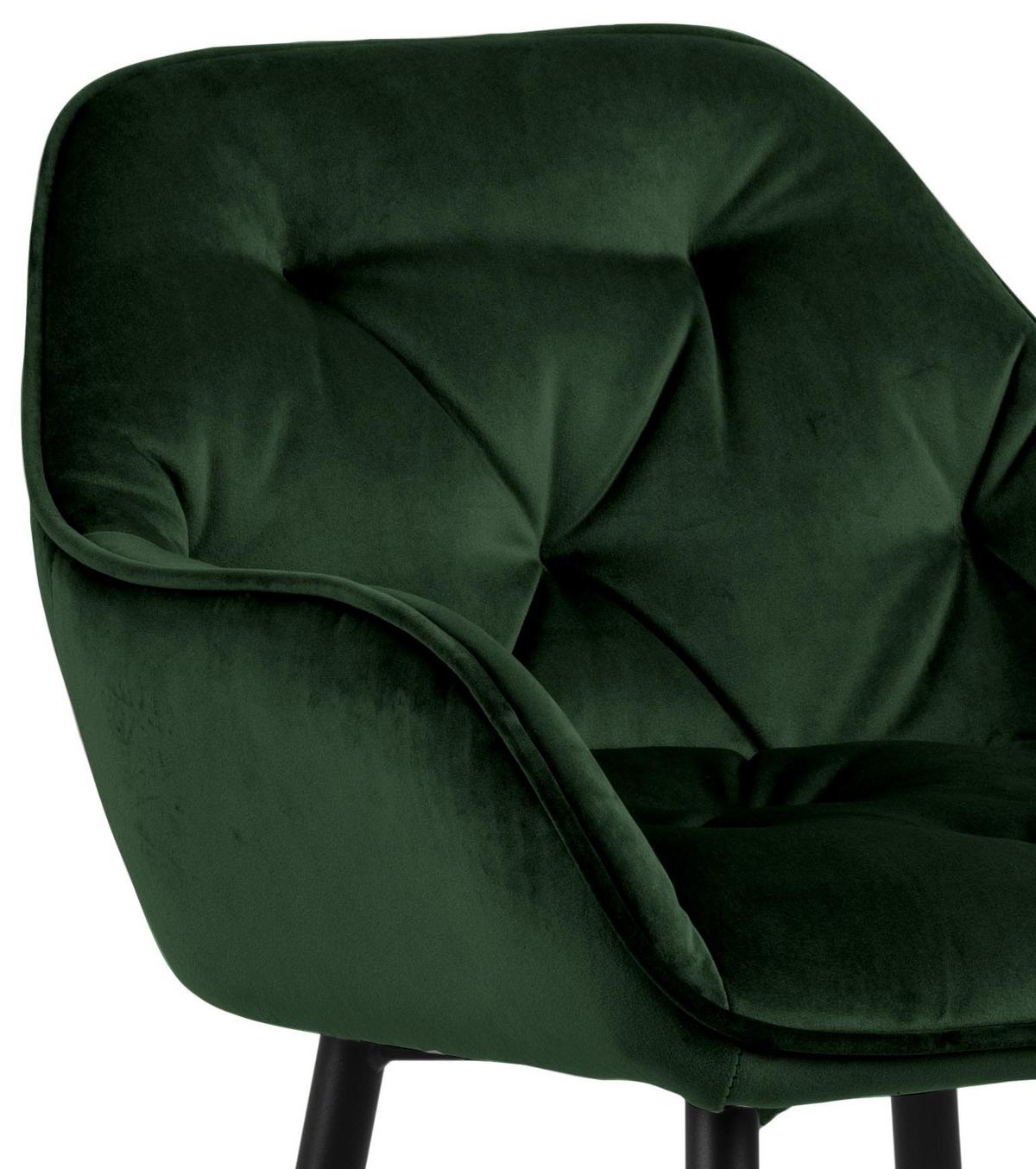 Barová židle BROOKE tmavě zelená - černá/tmavě zelená, Konvenční, kov/textil (55/103,5/52cm) - Livetastic