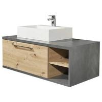 Waschbecken mit Unterschrank Nathan B:110cm Anthrazit/Eiche - Anthrazit/Eiche Artisan, KONVENTIONELL, Holzwerkstoff/Stein (110cm) - MID.YOU