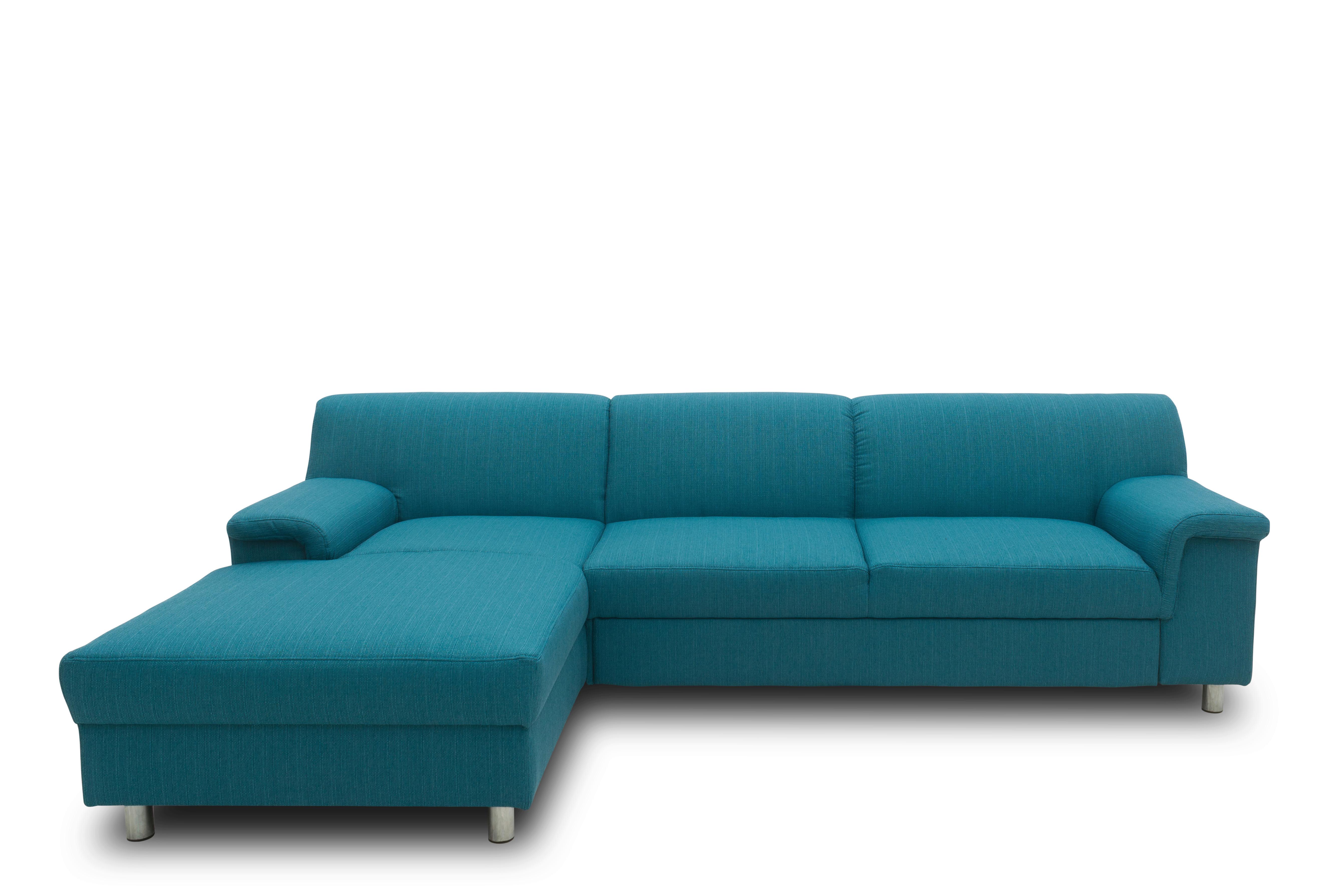 Ecksofa Jamie Armlehnen Petrol Webstoff - Chromfarben/Petrol, KONVENTIONELL, Textil (150/251cm) - MID.YOU