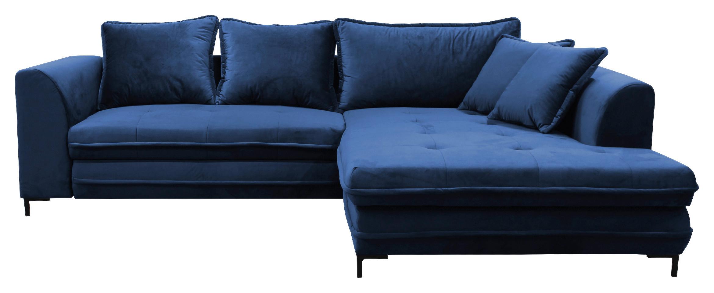Eckschlafsofa Bello Royalblau Schlaffunktion Ottomane Rechts - Blau/Royalblau, Design, Textil (277/187cm) - Livetastic