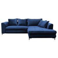 Eckschlafsofa Bello Royalblau Schlaffunktion Ottomane Rechts - Blau/Royalblau, Design, Textil (277/187cm) - Livetastic