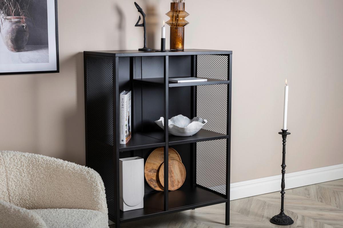 Bücherwand Misha - Schwarz, Design, Metall (80/110/40cm) - Livetastic