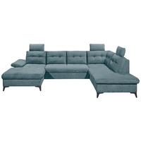 Sedacia súprava DURBAN U, pravá, modrá - modrá/čierna, Konventionell, textil/plast (170/324/218cm) - MID.YOU