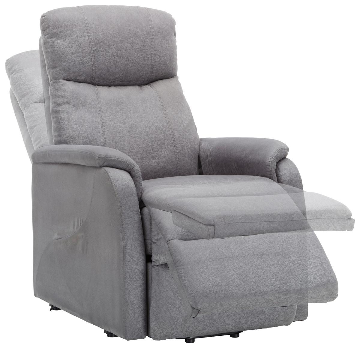 Relaxačné kreslo JOHNSY, sivá, pomoc pri vstávaní - sivá, Konventionell, kov/textil (73/110/94cm) - Mömax