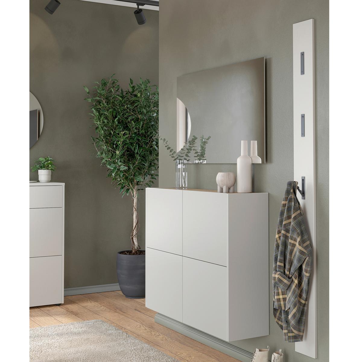 Garderobe Gw-Binetto 3-Teilig Kaschmir/Eichefarben B: 127 cm - Kaschmir/Eichefarben, Design, Glas/Holzwerkstoff (127/200/27cm) - Livetastic