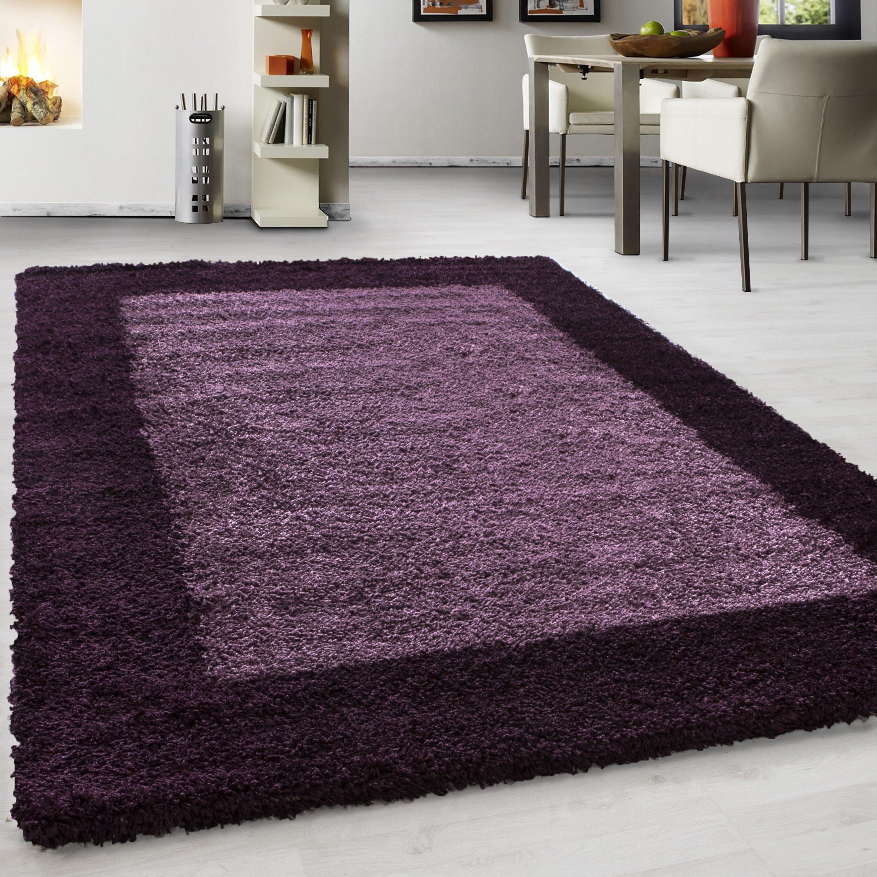Hochflor Teppich Lila Life 80x250 cm - Lila, KONVENTIONELL, Textil (80/250cm) - Novel