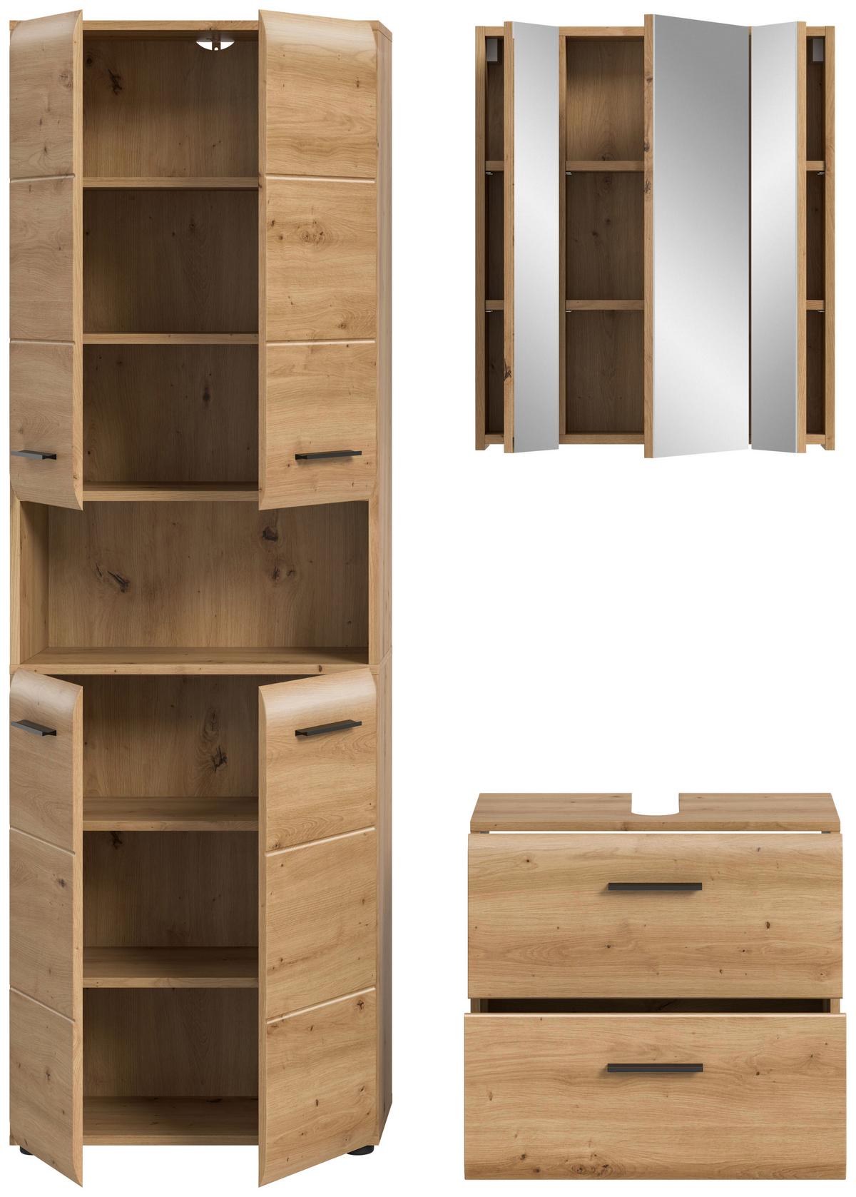 Badezimmer Ice Eiche Artisan Dekor B: 120cm - Schwarz/Eiche Artisan, Basics, Holzwerkstoff (120cm) - MID.YOU