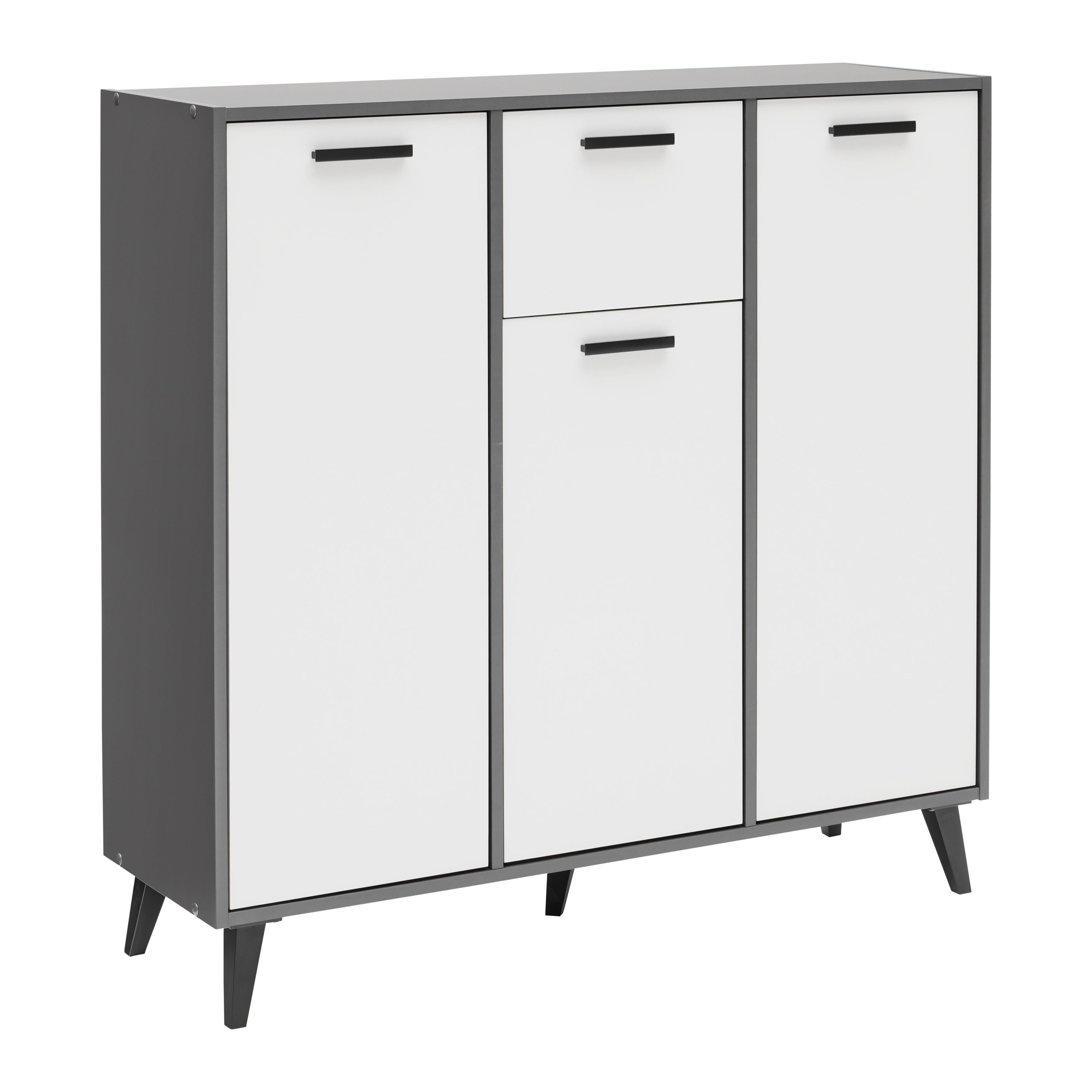 Komoda IBIZA antracit/bílá - černá/kašmírová, Konvenční, kompozitní dřevo/plast (107/92/33cm) - Mömax