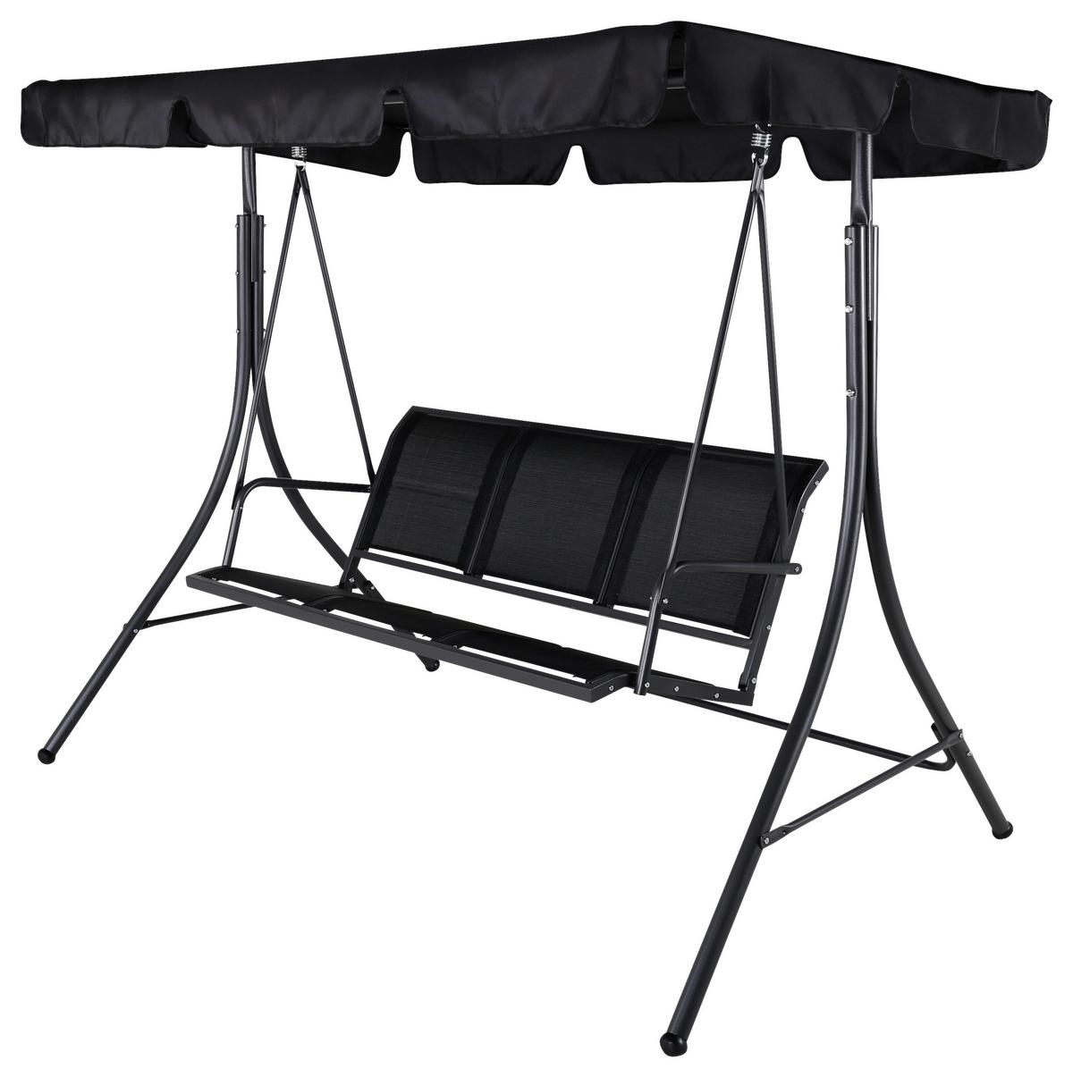 Hollywoodschaukel Montreal - Schwarz, KONVENTIONELL, Textil/Metall (204/163/130cm) - Gardenson