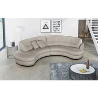 Ecksofa Bretania Hellgrau, S: 113x300 cm - Hellgrau/Schwarz, Design, Leder/Textil (113/300cm) - Livetastic