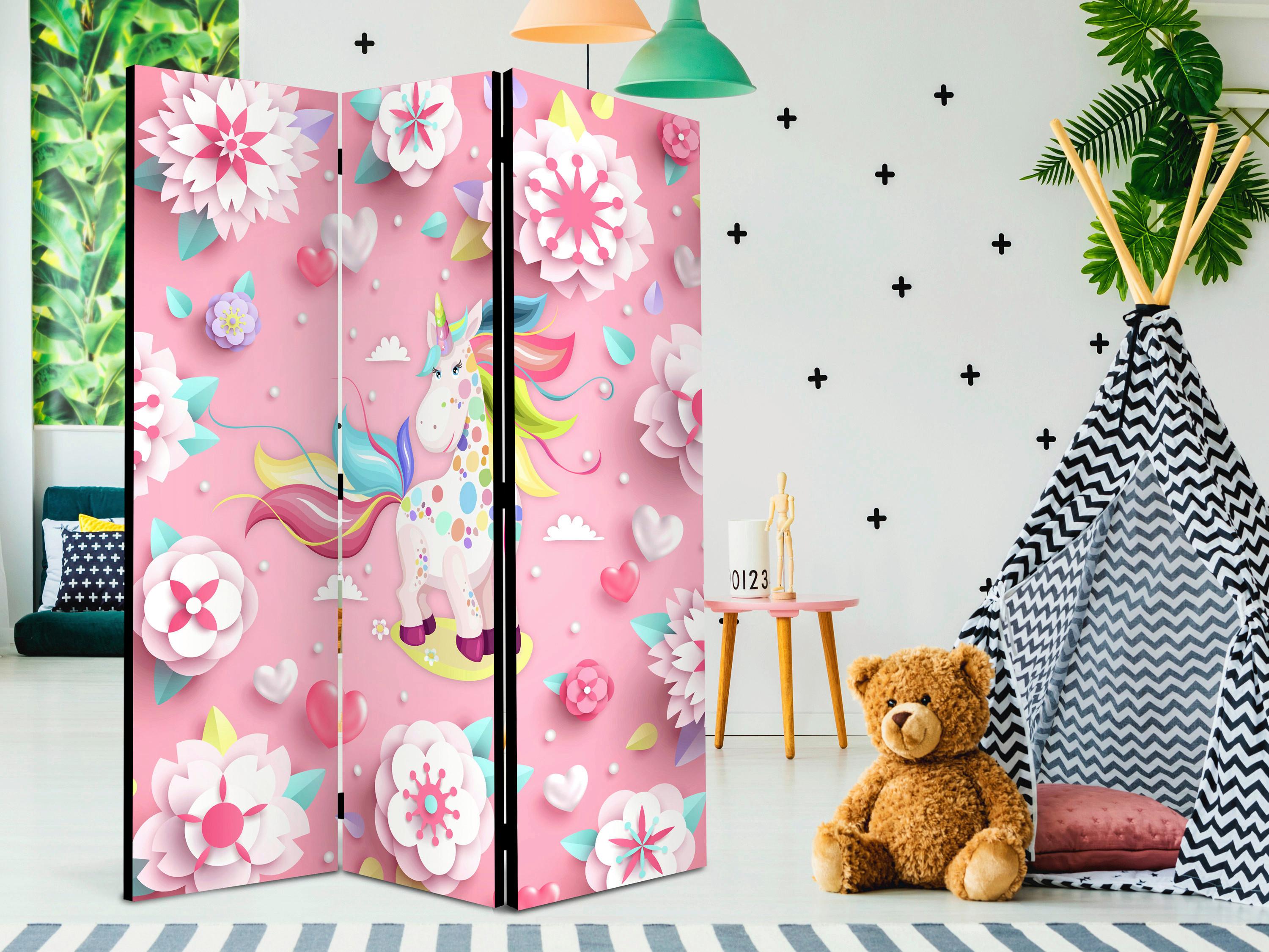 Paravent Multicolor Pink B: 135 cm - Pink/Multicolor, Basics, Holz/Textil (135/172/3cm) - artgeist