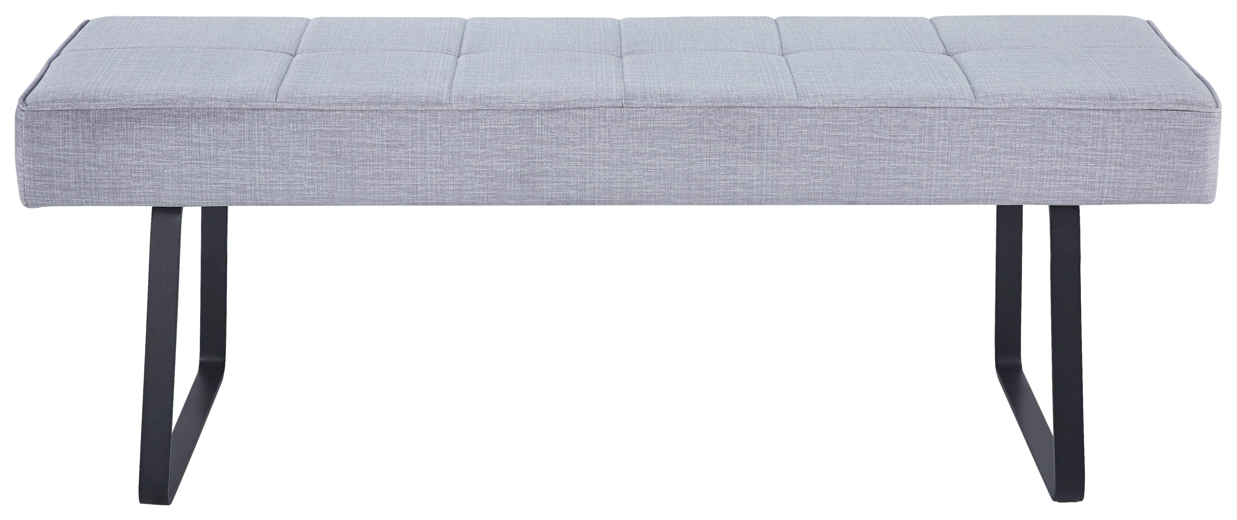Sitzbank Tilos Ohne Lehne Samt Dunkelgrau, B: 140 Cm - Dunkelgrau/Schwarz, KONVENTIONELL, Textil/Metall (140/49/47cm) - MID.YOU