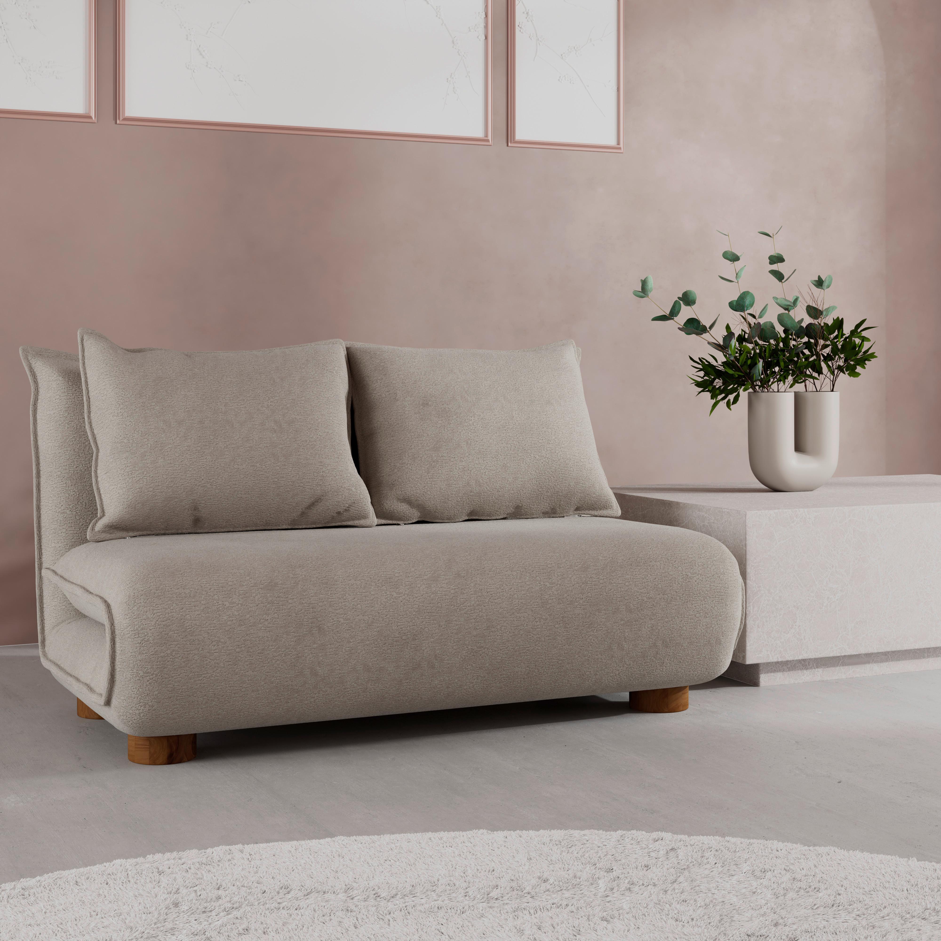 Rozkladacia pohovka BELLA, béžová, max. 240 kg - prírodná farba/béžová, Modern, kov/drevo (141/76/63cm) - Bessagi Home