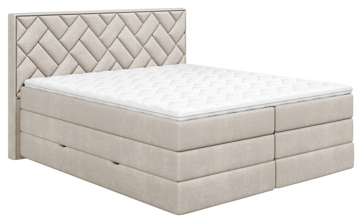 Boxspringbett Mit Topper & Bettkasten 140x200 Loreno - Beige/Schwarz, MODERN, Holzwerkstoff/Textil (140/200cm) - MID.YOU