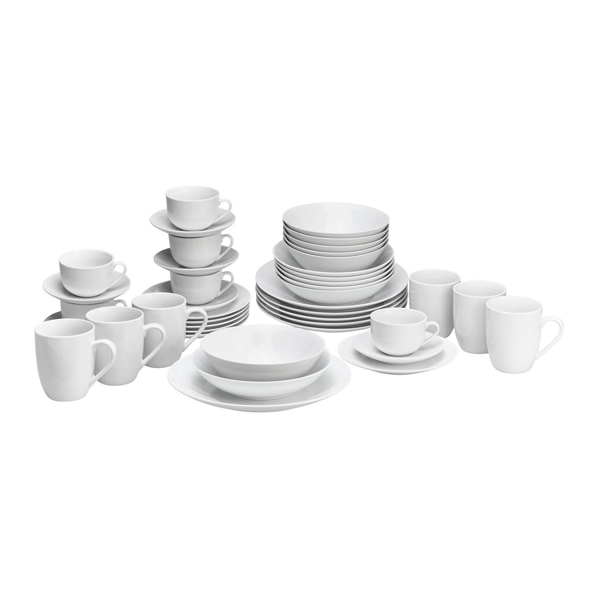 Kombinovaný servis 42-dielny - biela, Konventionell, keramika (45/30.5/32.5cm) - Based
