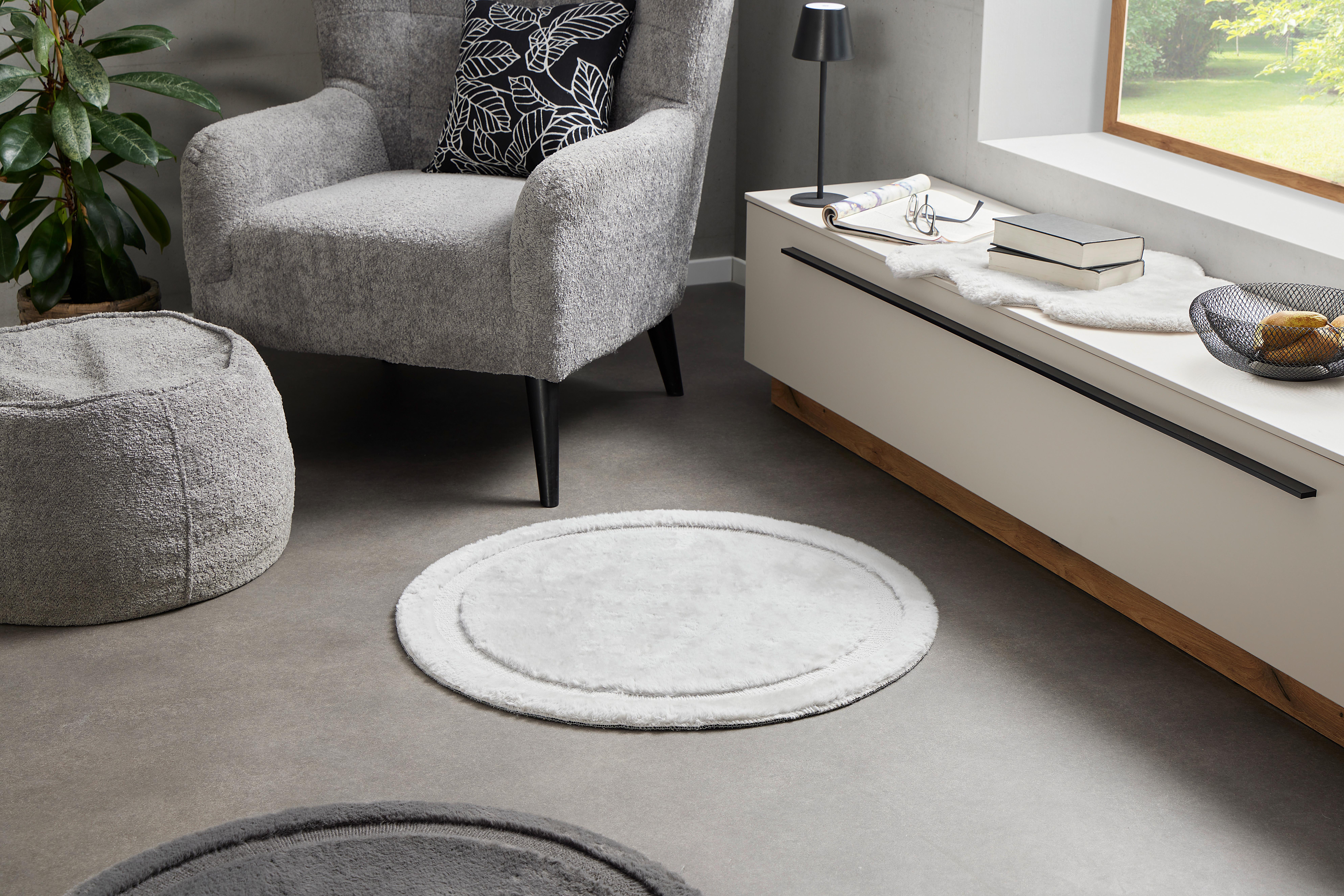 Fellteppich Oliver - Silberfarben/Hellgrau, MODERN, Textil (80cm) - Luca Bessoni