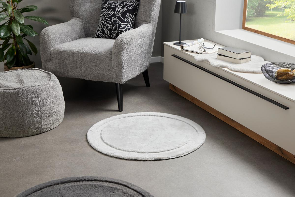 Fellteppich Oliver - Silberfarben/Hellgrau, MODERN, Textil (80cm) - Luca Bessoni