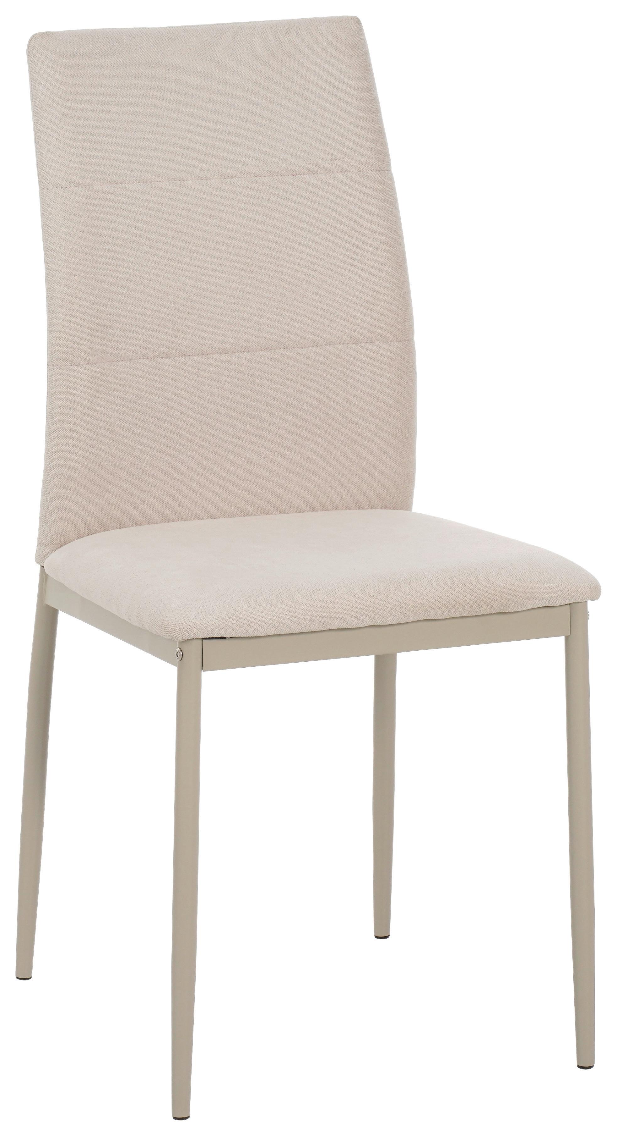 Vierfußstuhl Farina Webstoff Beige, B: 43 cm - Champagner/Beige, KONVENTIONELL, Textil/Metall (43/93/54cm) - MID.YOU