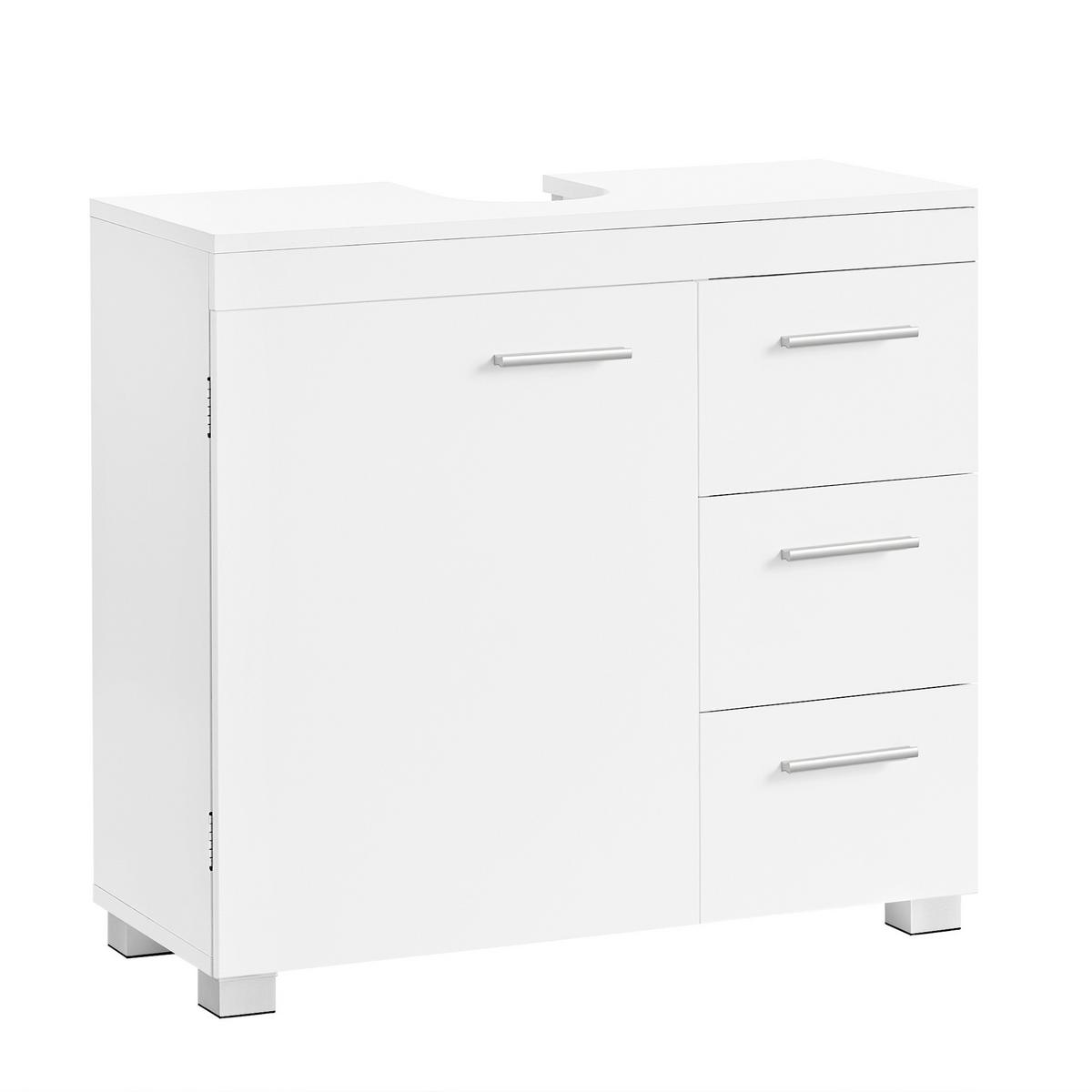 Waschbeckenunterschrank Bbk503w10v2 - Weiß/Grau, Trend, Holzwerkstoff (70/64/30cm) - MID.YOU