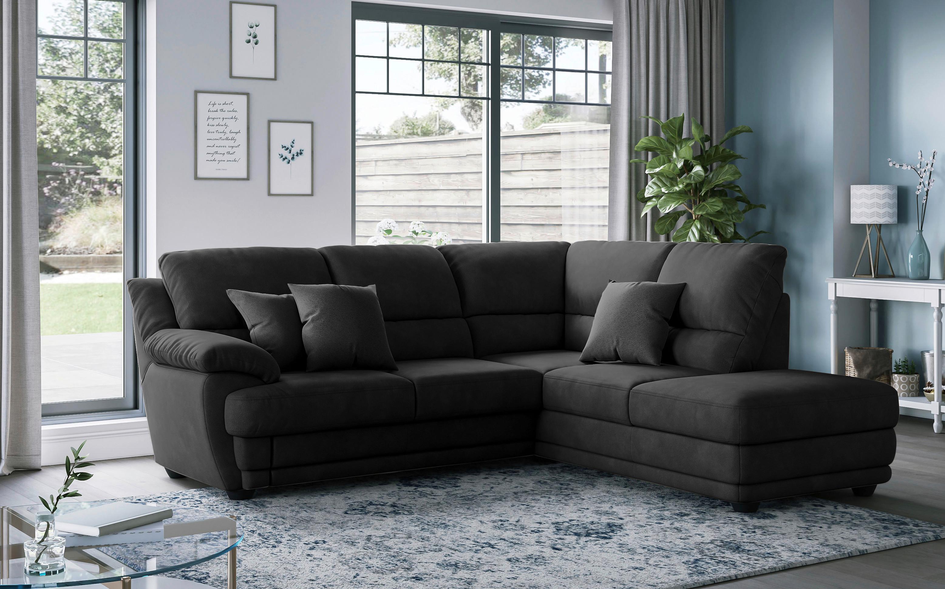 Ecksofa Nebolo Anthrazit S. 245x225cm - Anthrazit, Design, Textil (245/225cm) - Livetastic