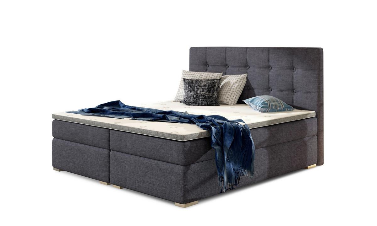 Boxbett Inez Grau Lf: 180x200 cm - Silberfarben/Grau, MODERN, Textil (180/200cm) - MID.YOU