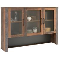 VITRÍNA ONTARIO - šedá/barvy dubu, Moderní, kompozitní dřevo/plast (162/114/38cm) - Ondega