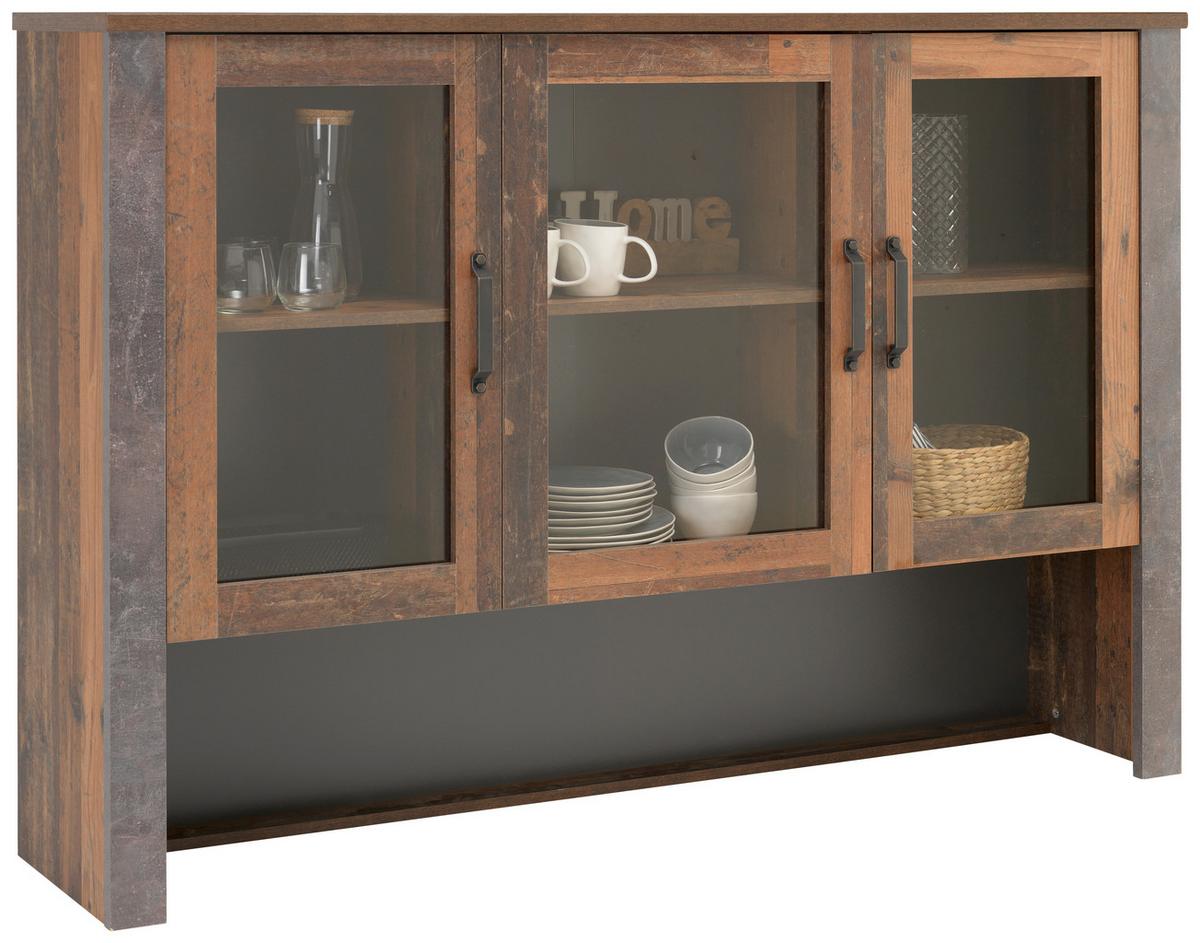 VITRÍNA ONTARIO - šedá/barvy dubu, Moderní, kompozitní dřevo/plast (162/114/38cm) - Ondega