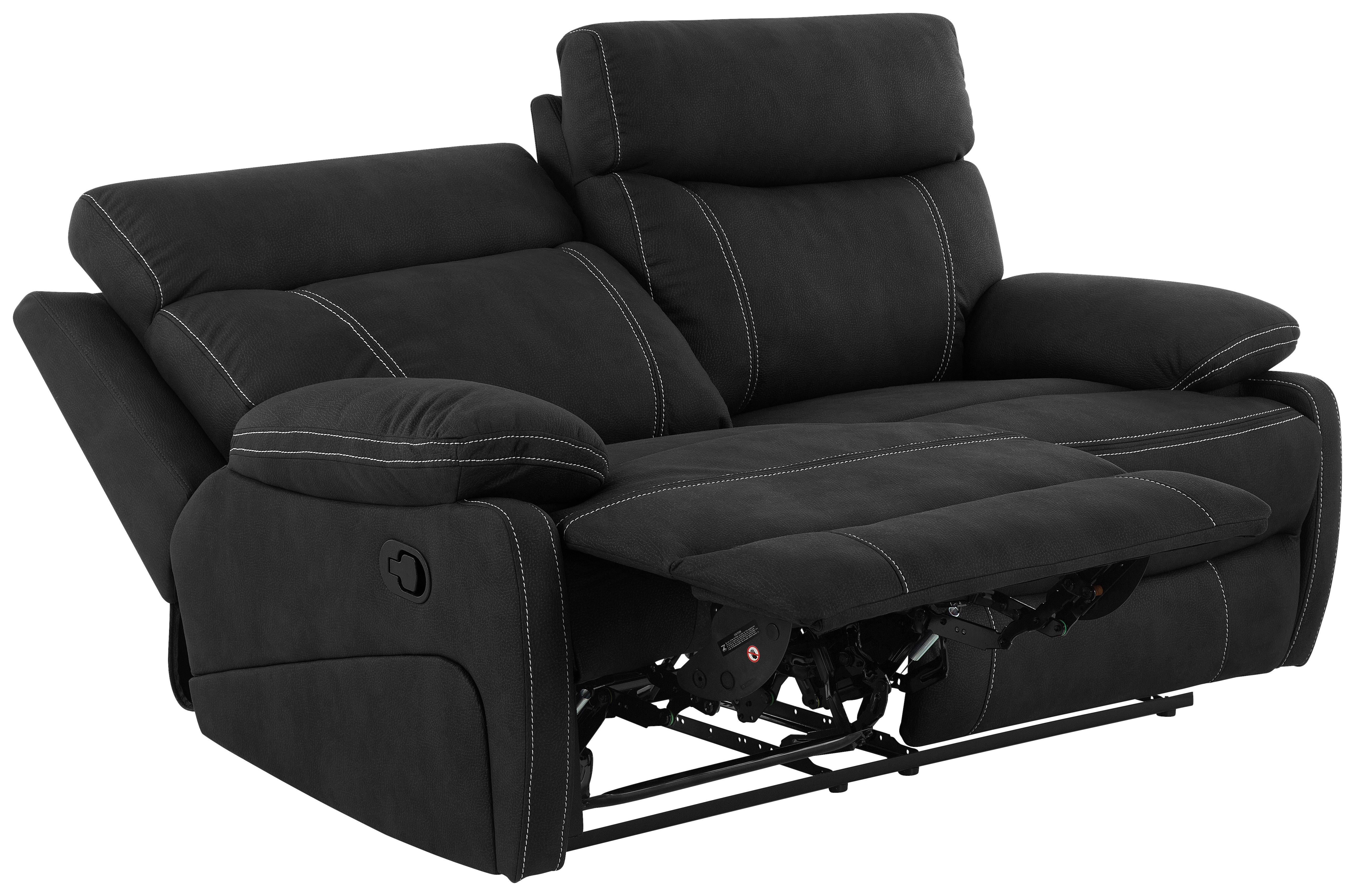 Dvoumístná pohovka EMBER, černá, s relaxační funkcí - černá, Basics, kov/dřevo (178/103/96cm) - Livetastic