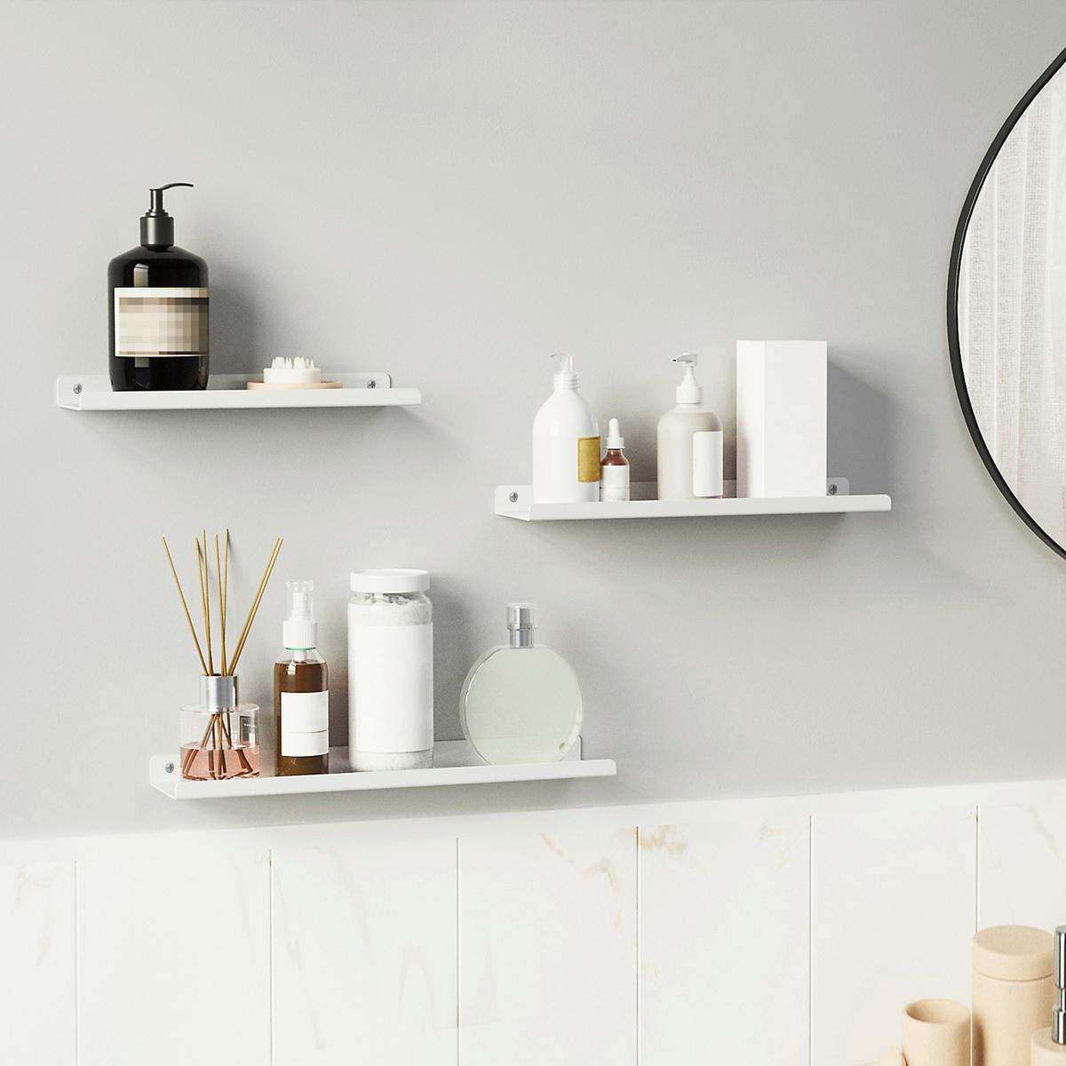 Wandregalset Weiß B: 40 cm - Weiß, Basics, Metall (40/2,5/9,5cm)