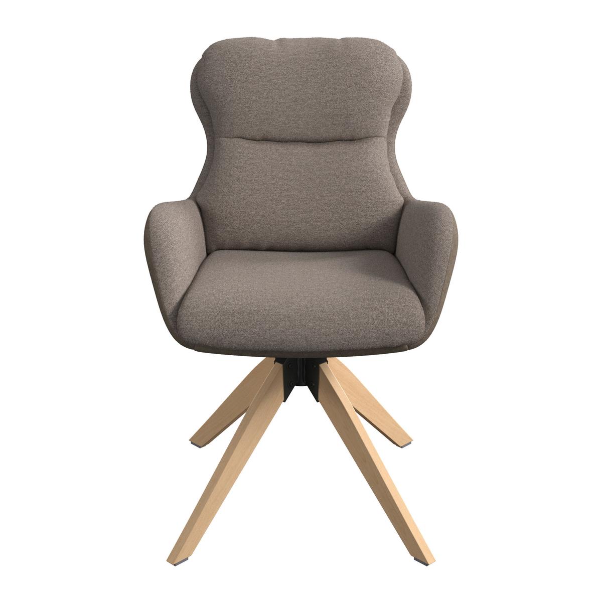 Židle s područkami Neelia, hnědá - přírodní barvy/hnědá, Moderní, kov/dřevo (71/60/94cm) - Bessagi Home
