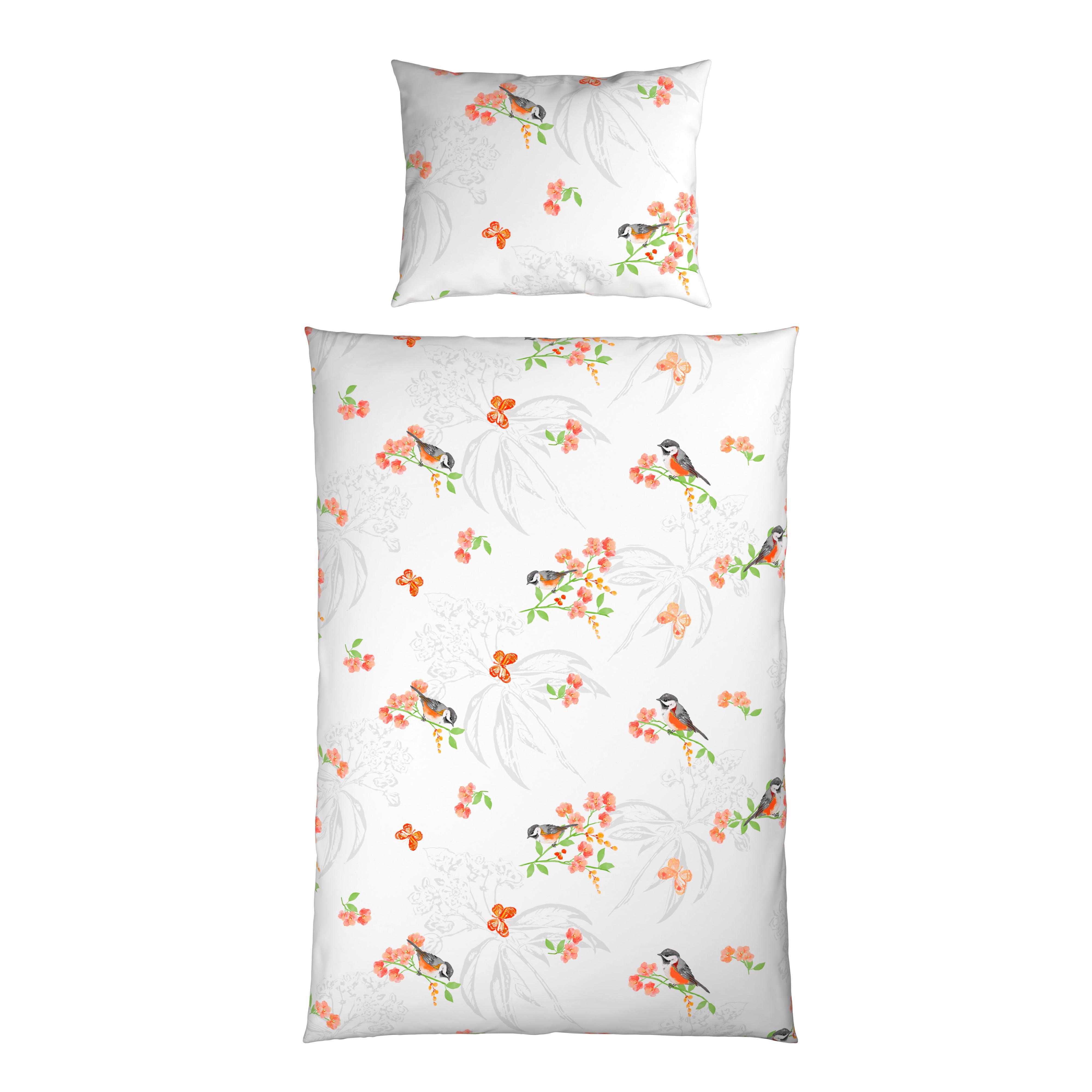 Bettwäsche Amalia - Orange/Weiß, ROMANTIK / LANDHAUS, Textil - James Wood