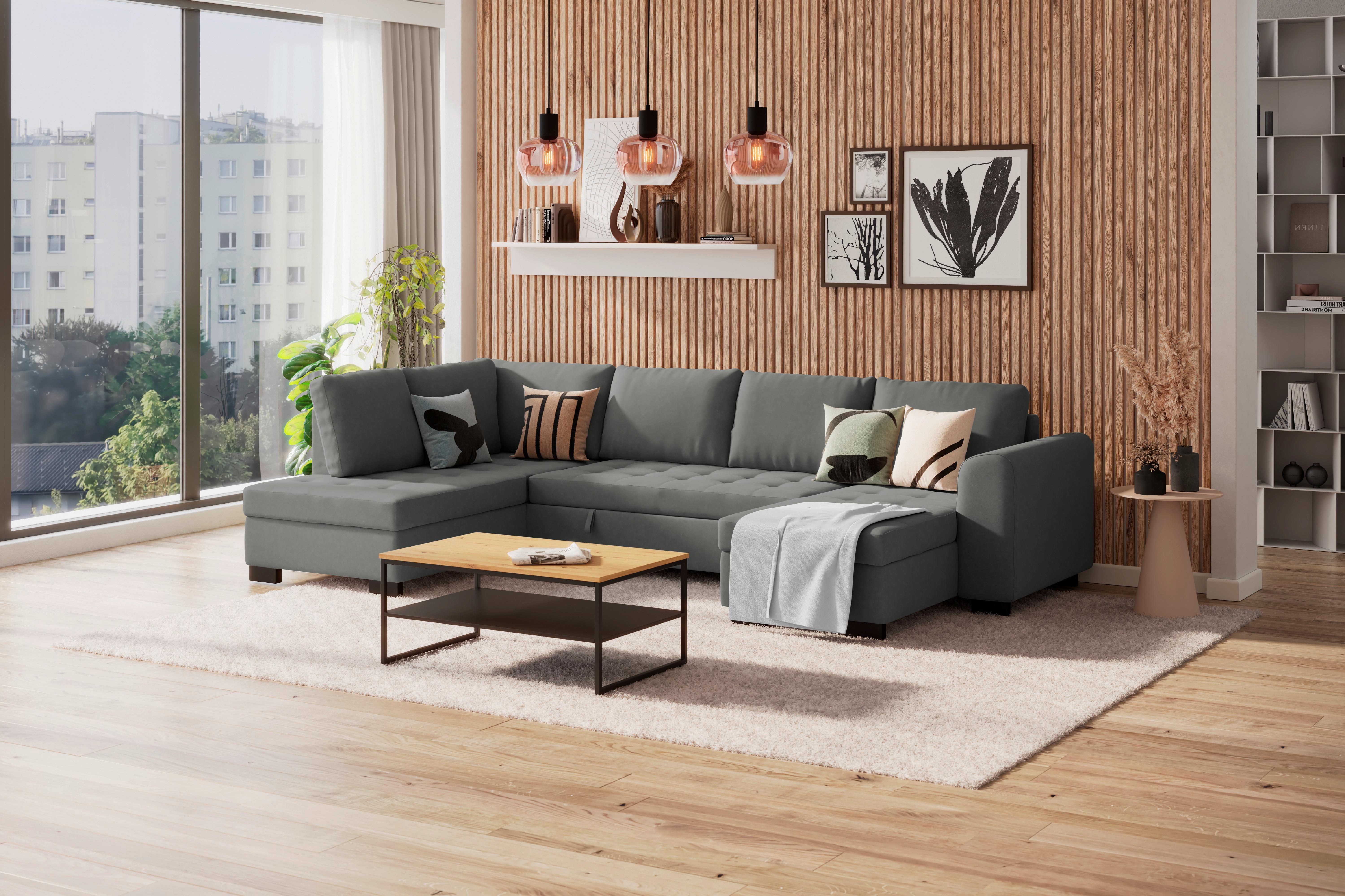 Wohnlandschaft mit Bettkasten Malte Anthrazit