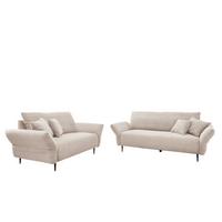 Sitzgarnitur Vanilla 2--Teilig. Beige - Beige/Schwarz, Design, Textil - Livetastic