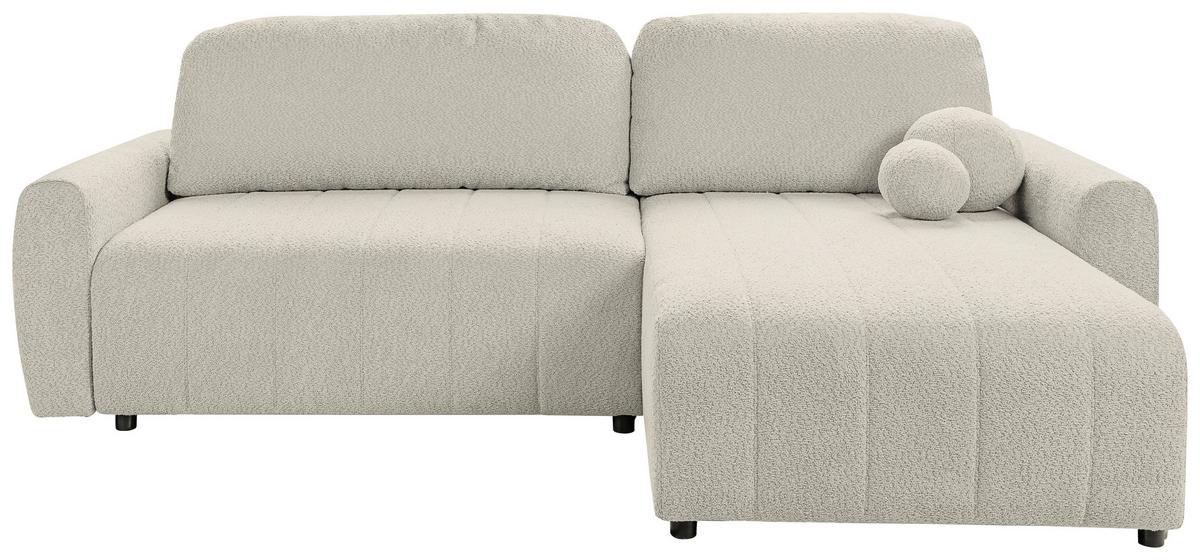Ecksofa Luna New Boucle Beige, S: 260x161cm - Beige/Schwarz, Basics, Textil (260/161cm) - Livetastic