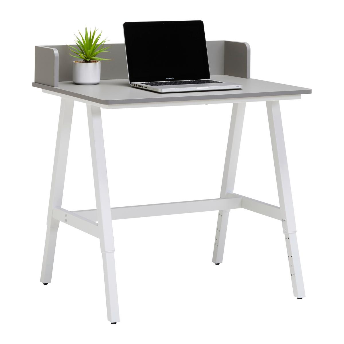 Písací stôl EMMELIE - sivá/biela, Modern, kov/kompozitné drevo (80/54-85/60cm) - Mömax
