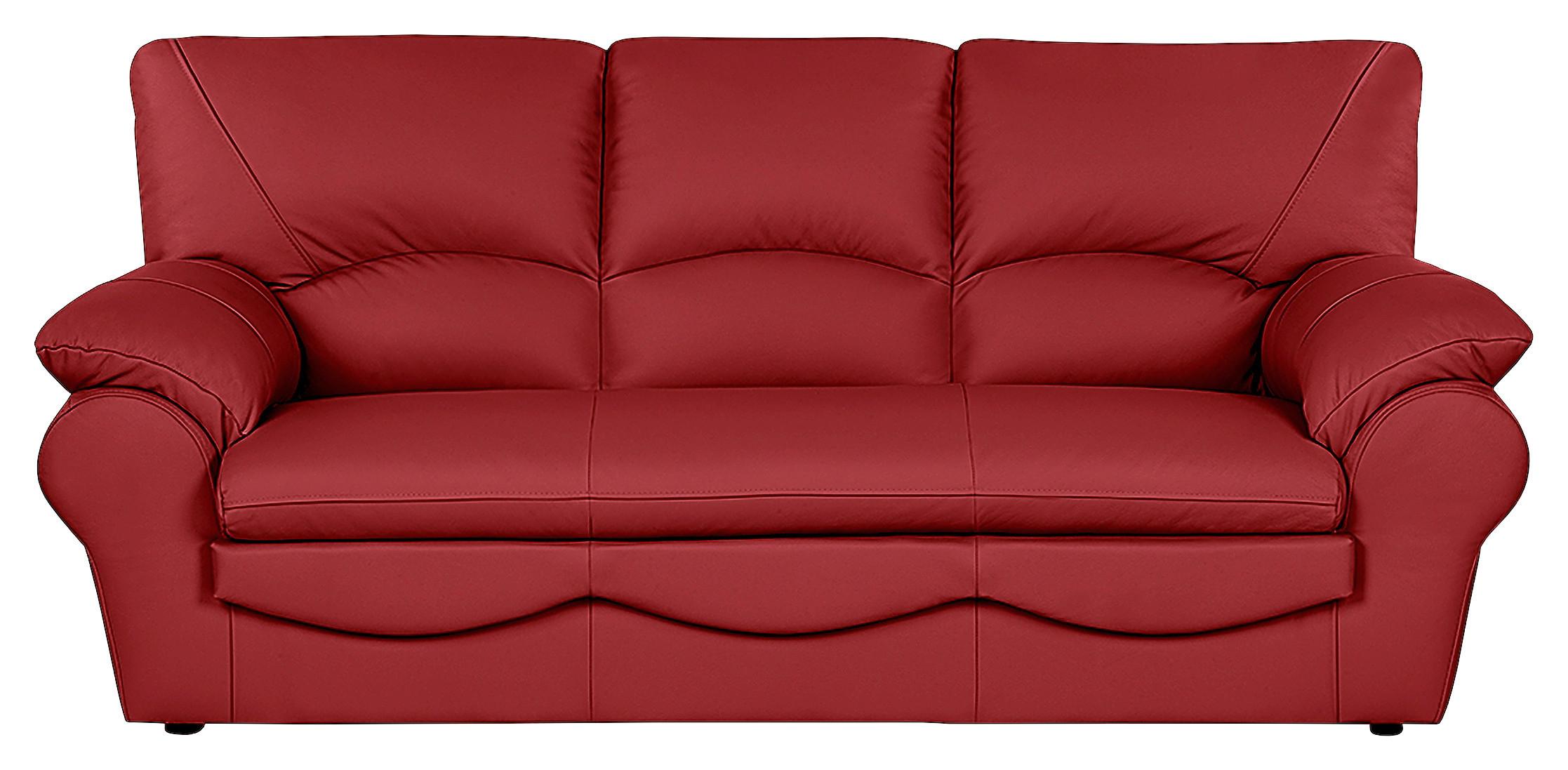 3-Sitzer-Sofa Oslo Rot B: 205 cm - Rot/Schwarz, Design, Leder (205/92/85cm) - Livetastic