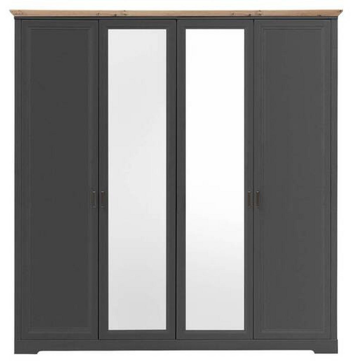 Drehtürenschrank Mit Spiegel 214 cm Jasmin II Graphitfarben - Graphitfarben/Eiche Artisan, LIFESTYLE, Holzwerkstoff (214/220/64cm)