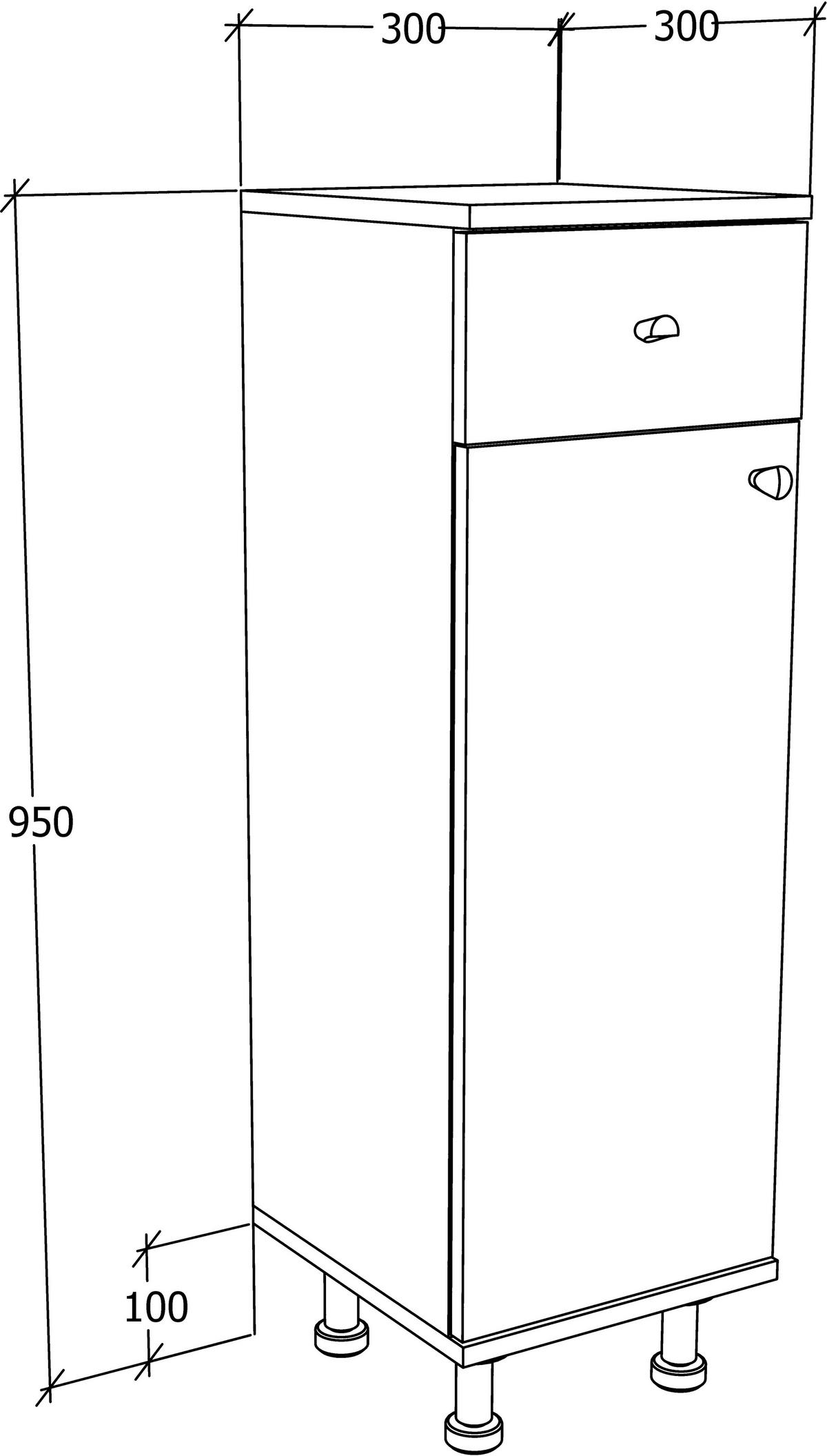 Unterschrank Nilosi - Honigeiche/Silberfarben, MODERN, Holzwerkstoff (30/95/30cm) - MID.YOU