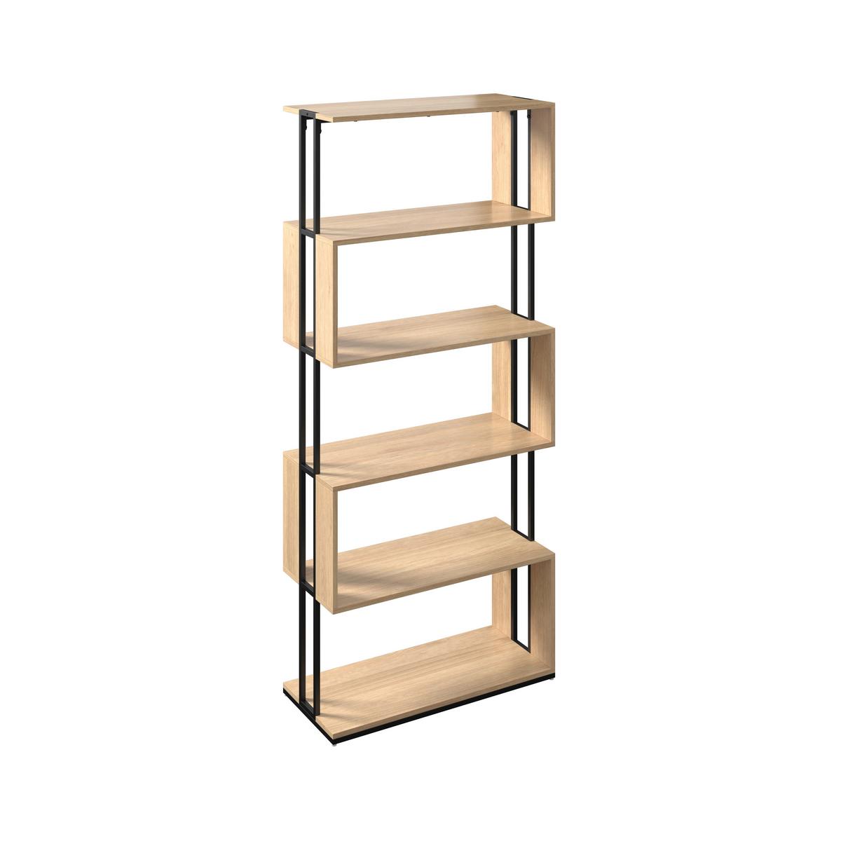 REGÁL FINN - černá/barvy dubu, Moderní, kov/kompozitní dřevo (80/185/35cm) - Bessagi Home
