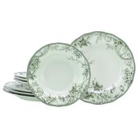 Tafelservice, 8-Teilig für 4 Personen, Porzellan - Weiß/Grün, Basics, Keramik - Creatable