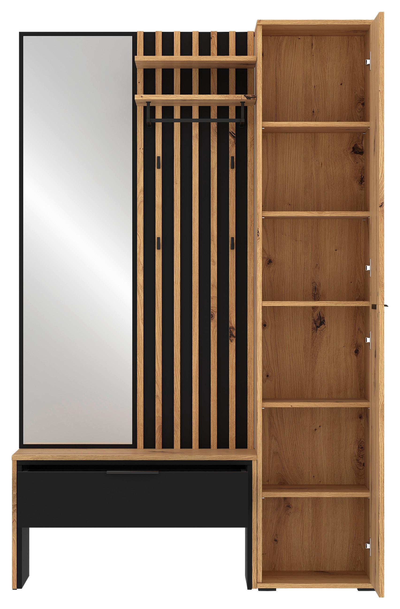 Šatna Madera š: 122 cm - černá/dub artisan, Trend, kompozitní dřevo (122/190/38cm)